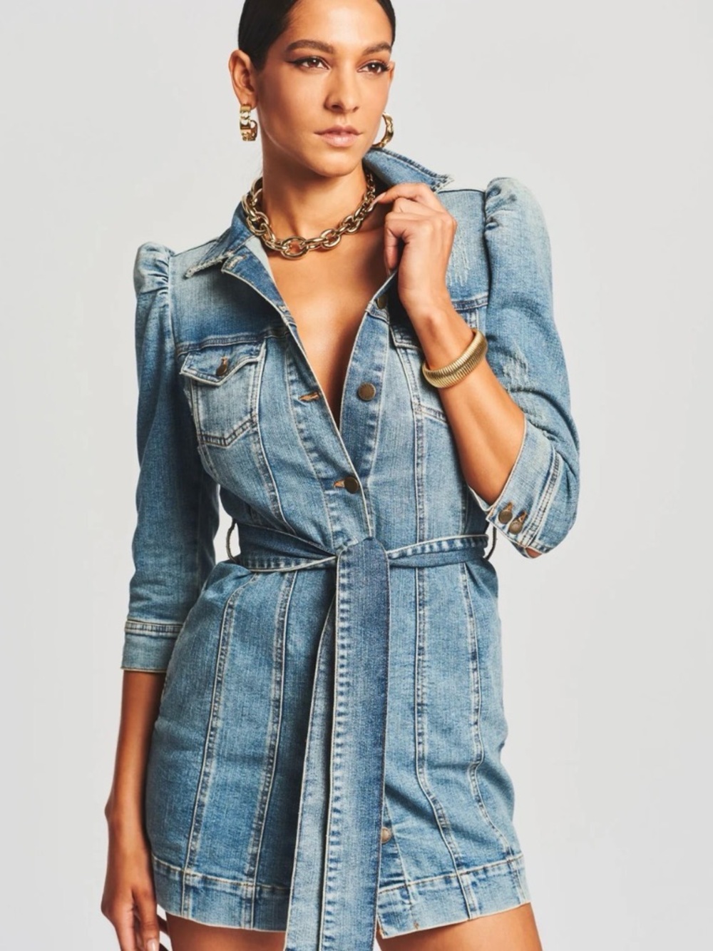 Retrofete Light Blue Denim Mini Dress